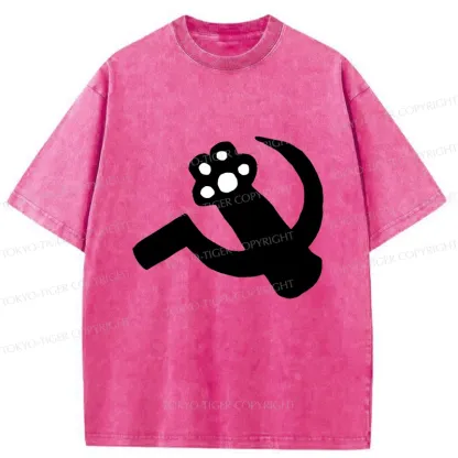 Tokyo-Tiger Funny Catism Washed T-Shirt