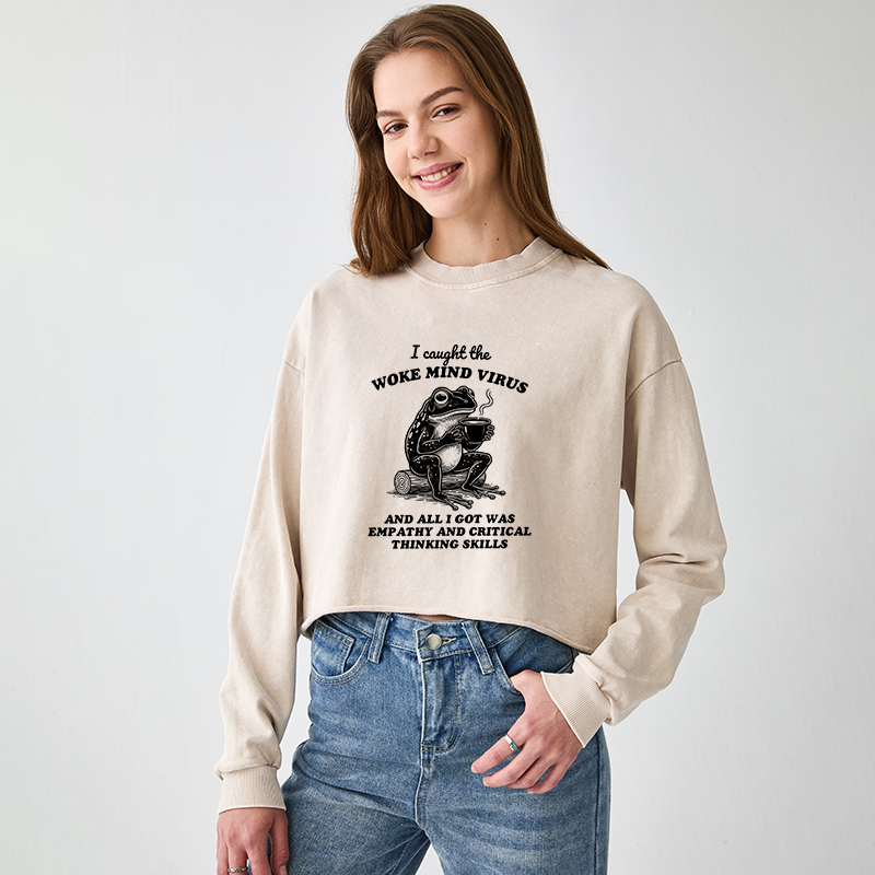 Tokyo-Tiger Awakened Thinking Virus Frog Washed Crop Sweatshirt