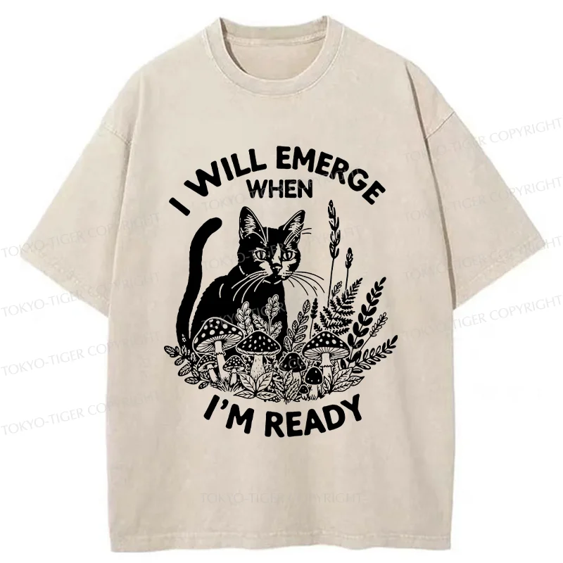 Tokyo-Tiger Cat Ready To Appear Washed T-Shirt