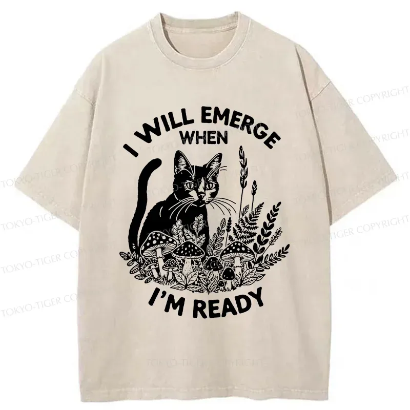Tokyo-Tiger Cat Ready To Appear Washed T-Shirt