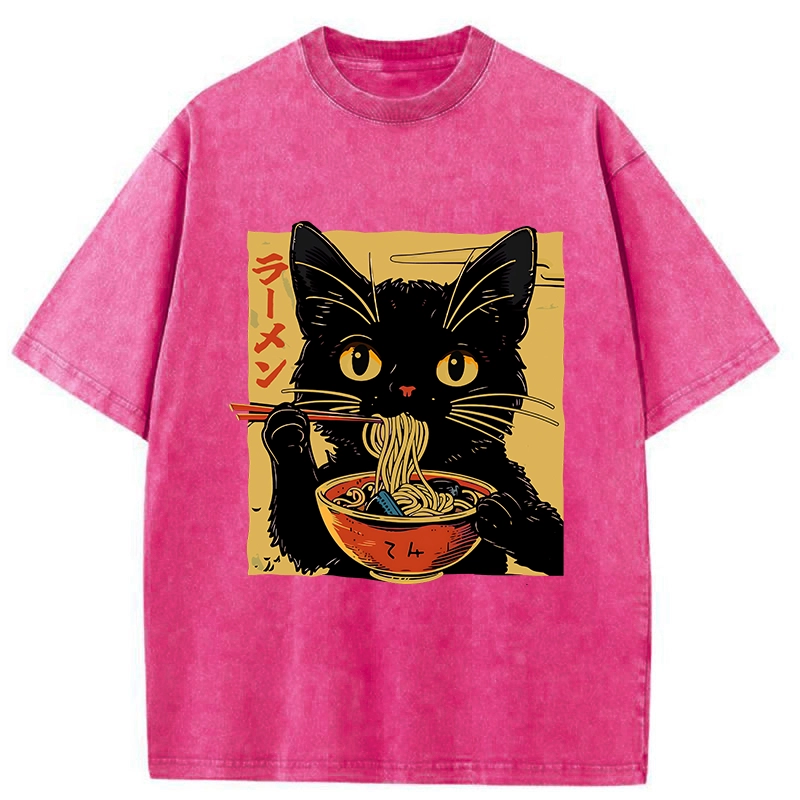 Tokyo-Tiger Cat Enamored Of Ramen Washed T-Shirt