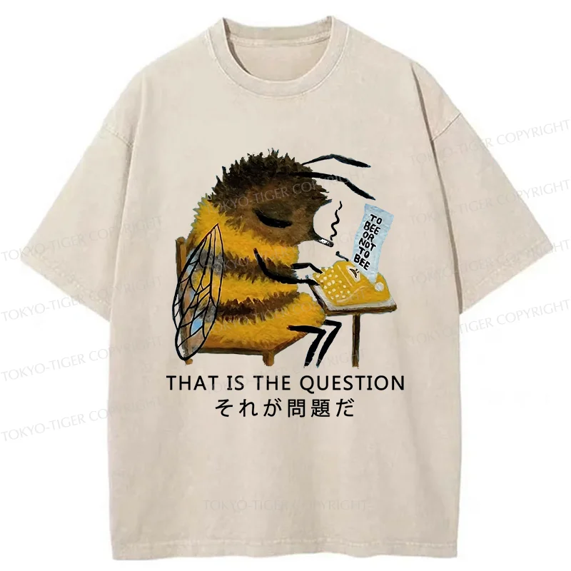 Tokyo-Tiger Bee Writer Funny Washed T-Shirt