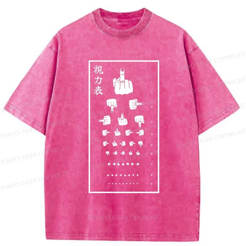 Tokyo-Tiger Taunting Eye Chart Washed T-Shirt