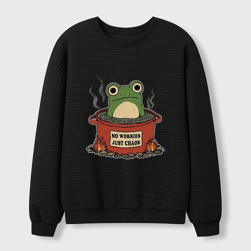 Tokyo-Tiger Frog：No Worries，Just Chaos Waffle Sweatshirt