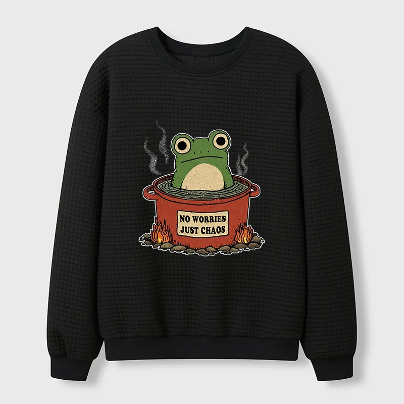 Tokyo-Tiger Frog：No Worries，Just Chaos Waffle Sweatshirt