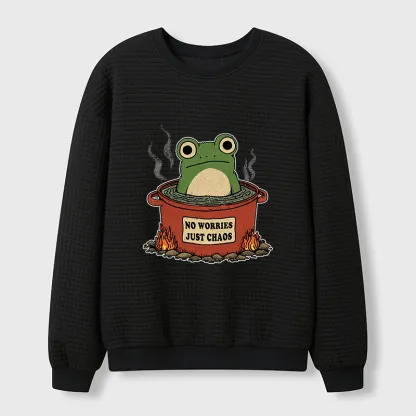 Tokyo-Tiger Frog：No Worries，Just Chaos Waffle Sweatshirt