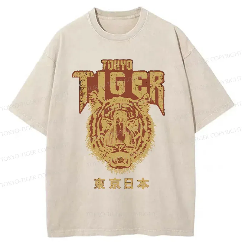 Tokyo-Tiger Retro Tiger Japanese Washed T-Shirt