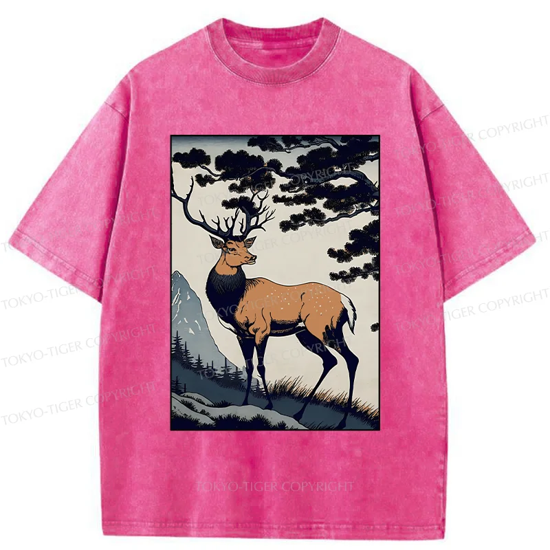 Tokyo-Tiger Japanese Traditional Deer Washed T-Shirt