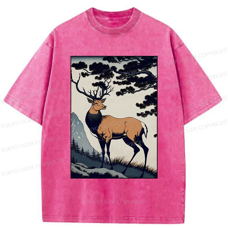 Tokyo-Tiger Japanese Traditional Deer Washed T-Shirt