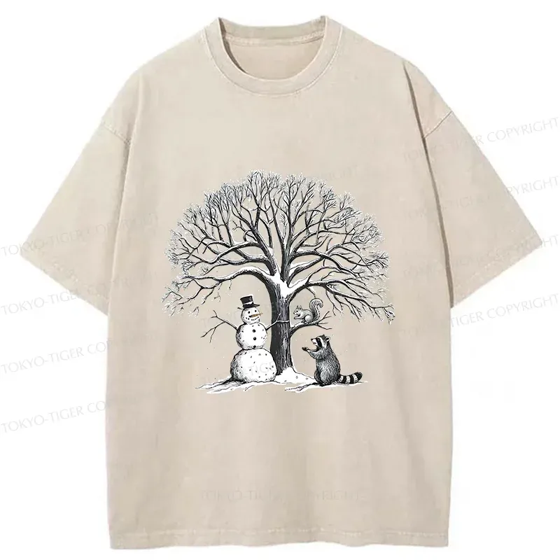 Tokyo-Tiger Animal World In Winter Washed T-Shirt