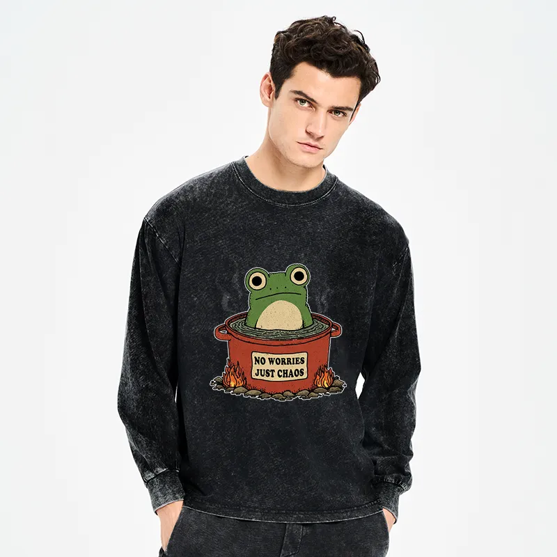 Tokyo-Tiger Frog：No Worries，Just Chaos Washed Long Sleeve T-Shirt