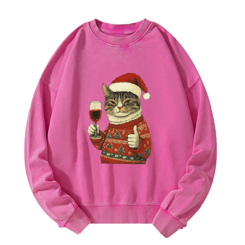 Tokyo-Tiger Christmas Cat Likes Washed Sweatshirt