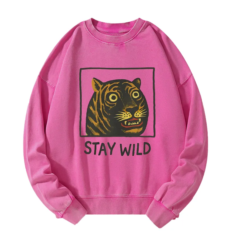 Tokyo-Tiger Silly And Cute Tiger Washed Sweatshirt