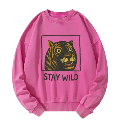 Tokyo-Tiger Silly And Cute Tiger Washed Sweatshirt