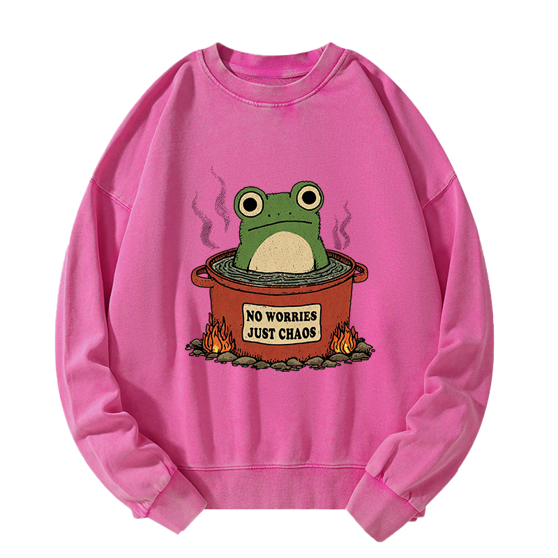 Tokyo-Tiger Frog：No Worries，Just Chaos Washed Sweatshirt