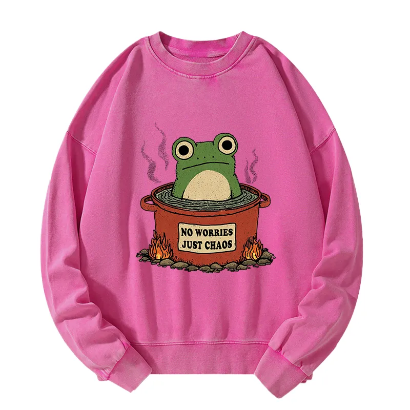 Tokyo-Tiger Frog：No Worries，Just Chaos Washed Sweatshirt