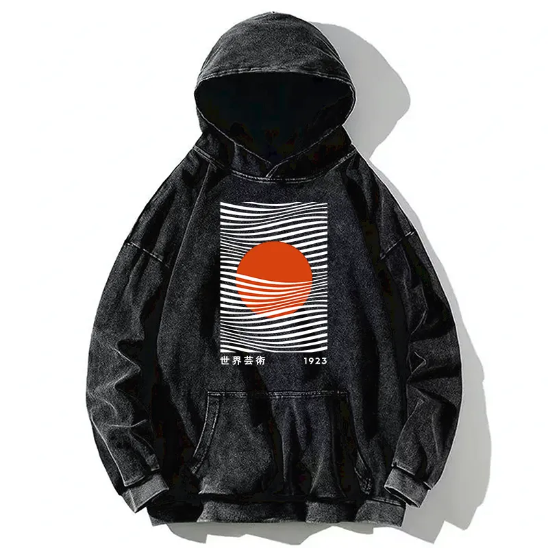 Tokyo-Tiger Minimalist Art Sun Washed Hoodie