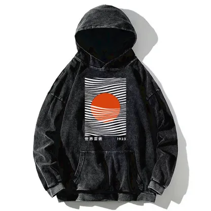 Tokyo-Tiger Minimalist Art Sun Washed Hoodie