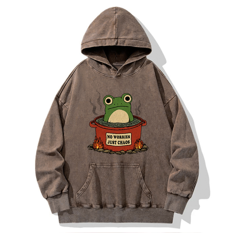 Tokyo-Tiger Frog：No Worries，Just Chaos Washed Hoodie