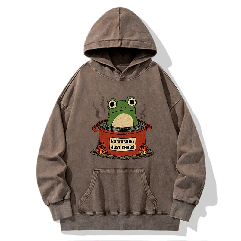 Tokyo-Tiger Frog：No Worries，Just Chaos Washed Hoodie