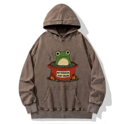 Tokyo-Tiger Frog：No Worries，Just Chaos Washed Hoodie