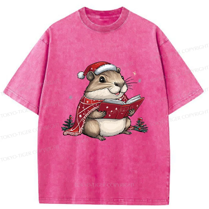 Tokyo-Tiger Christmas Hamster Washed T-Shirt