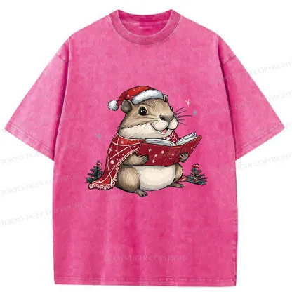 Tokyo-Tiger Christmas Hamster Washed T-Shirt