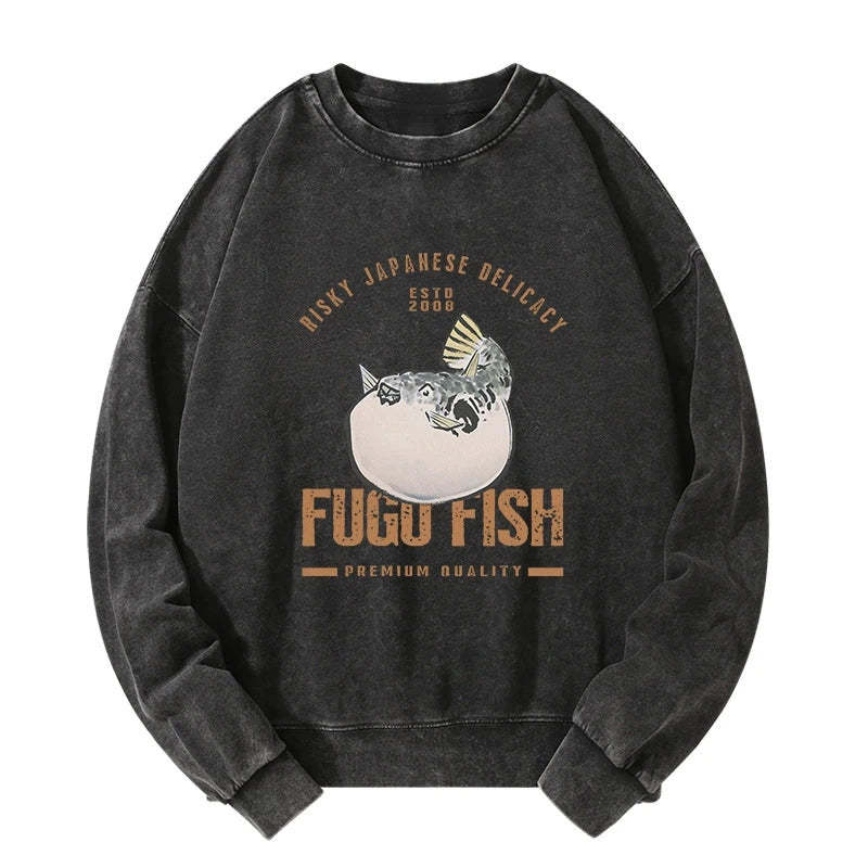 Tokyo-Tiger Fugu Fish Japanese Washed Sweatshirt Sale