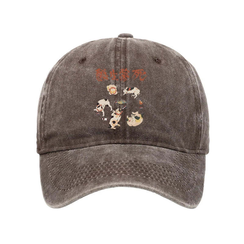 Tokyo-Tiger Drunken Cats Washed Cap