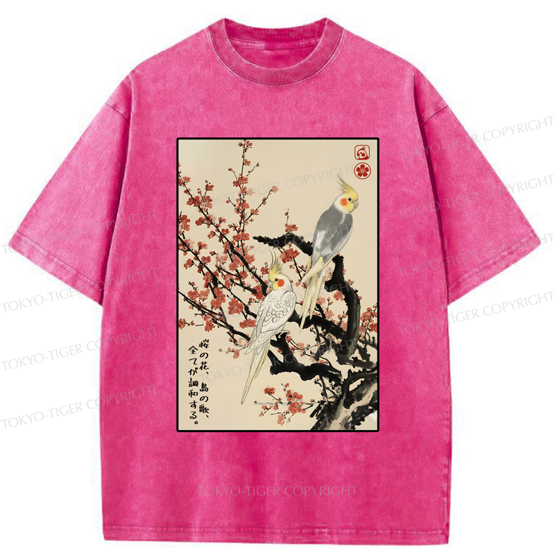 Tokyo-Tiger Whispers of Silent Blossoms Washed T-Shirt