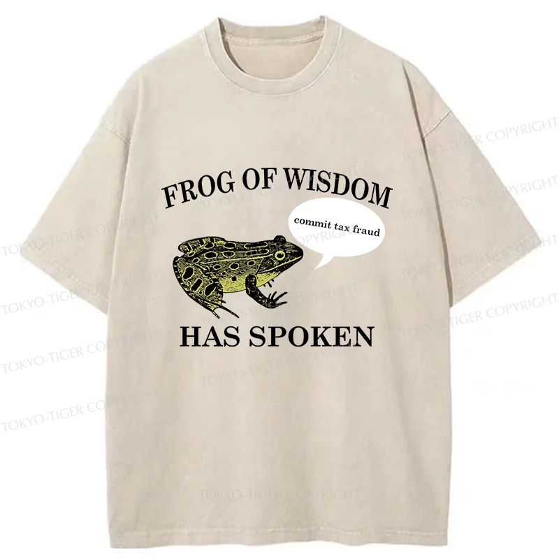 Tokyo-Tiger Frog Of Wisdom Funny Washed T-Shirt