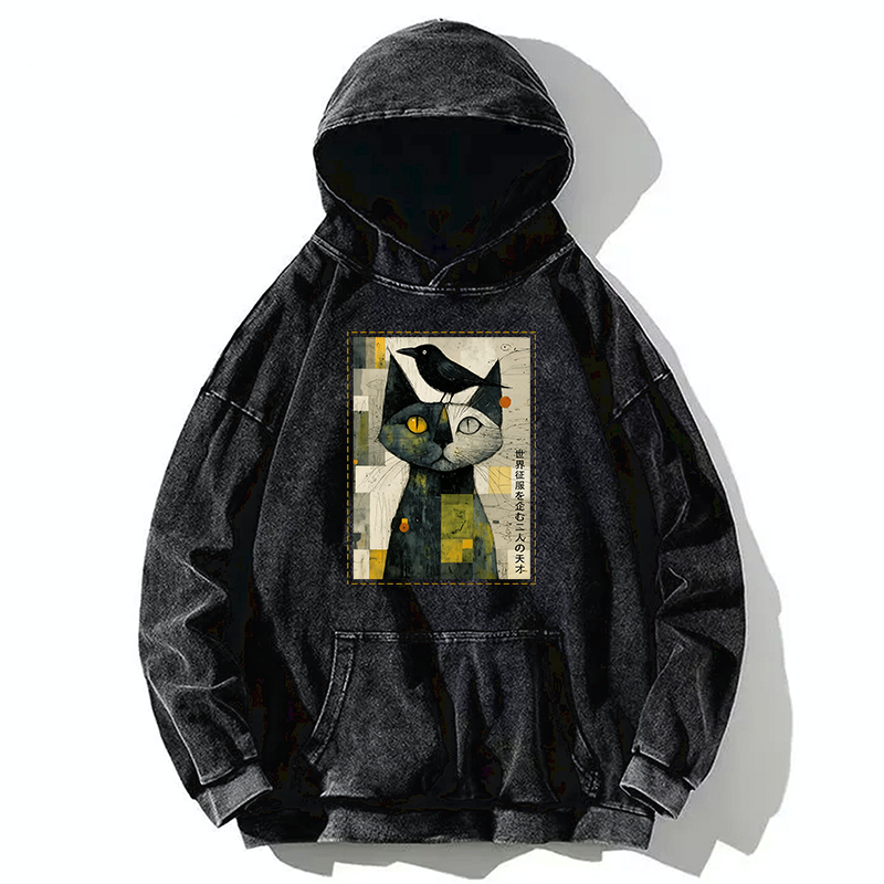 Tokyo-Tiger The Cat And The Crow Are Planning To Rule The World Washed Hoodie