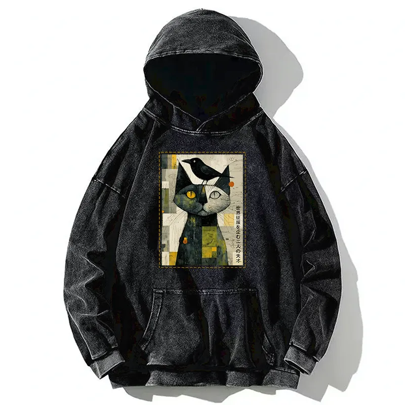 Tokyo-Tiger The Cat And The Crow Are Planning To Rule The World Washed Hoodie