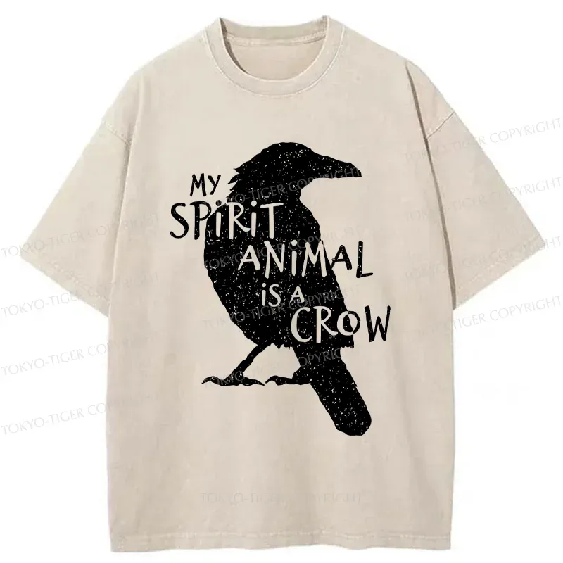 Tokyo-Tiger Crow Funny Washed T-Shirt Sale