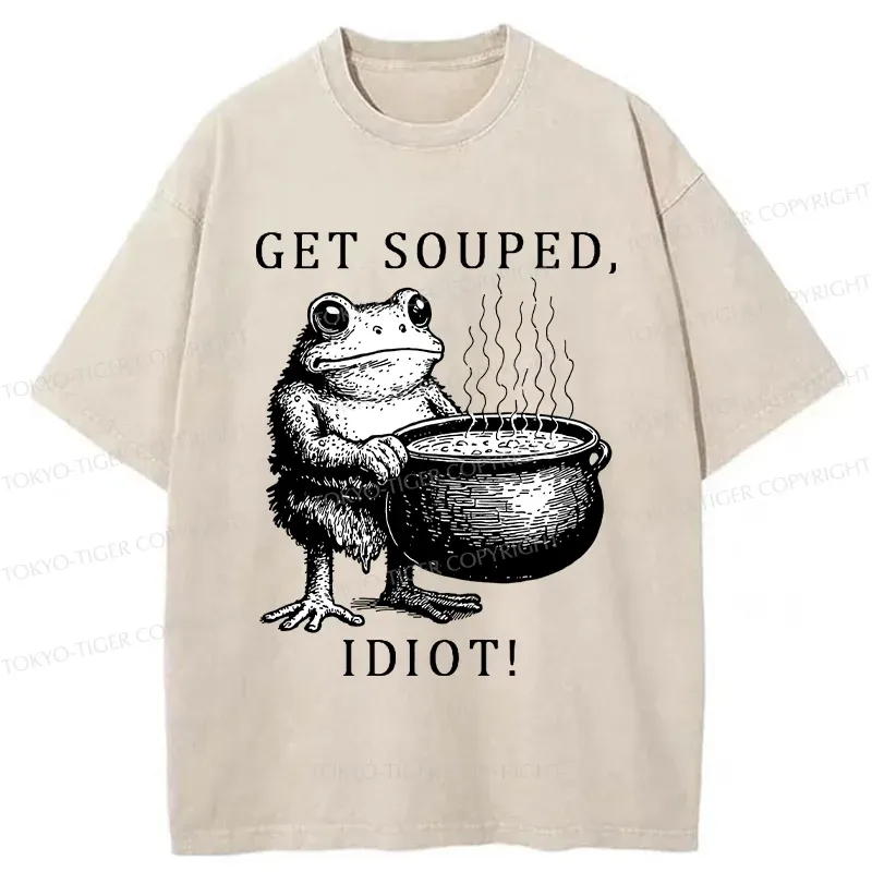 Tokyo-Tiger Get Soup Funny Washed T-Shirt Sale
