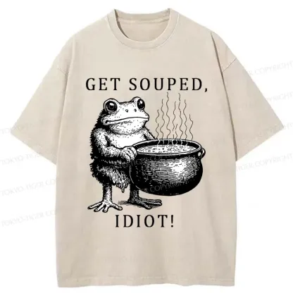 Tokyo-Tiger Get Soup Funny Washed T-Shirt