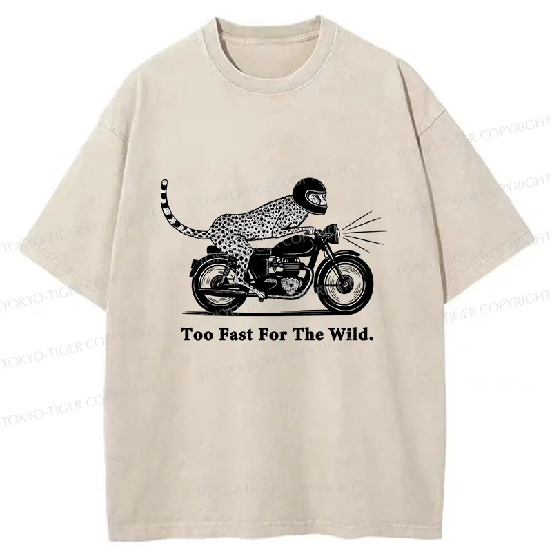 Tokyo-Tiger Cheetah Riding A Motorcycle Washed T-Shirt
