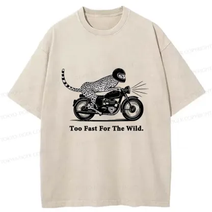 Tokyo-Tiger Cheetah Riding A Motorcycle Washed T-Shirt