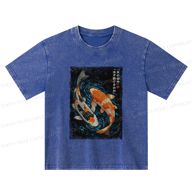 Tokyo-Tiger Eternal Currents: The Life Of A Fish Kids Washed T-Shirt