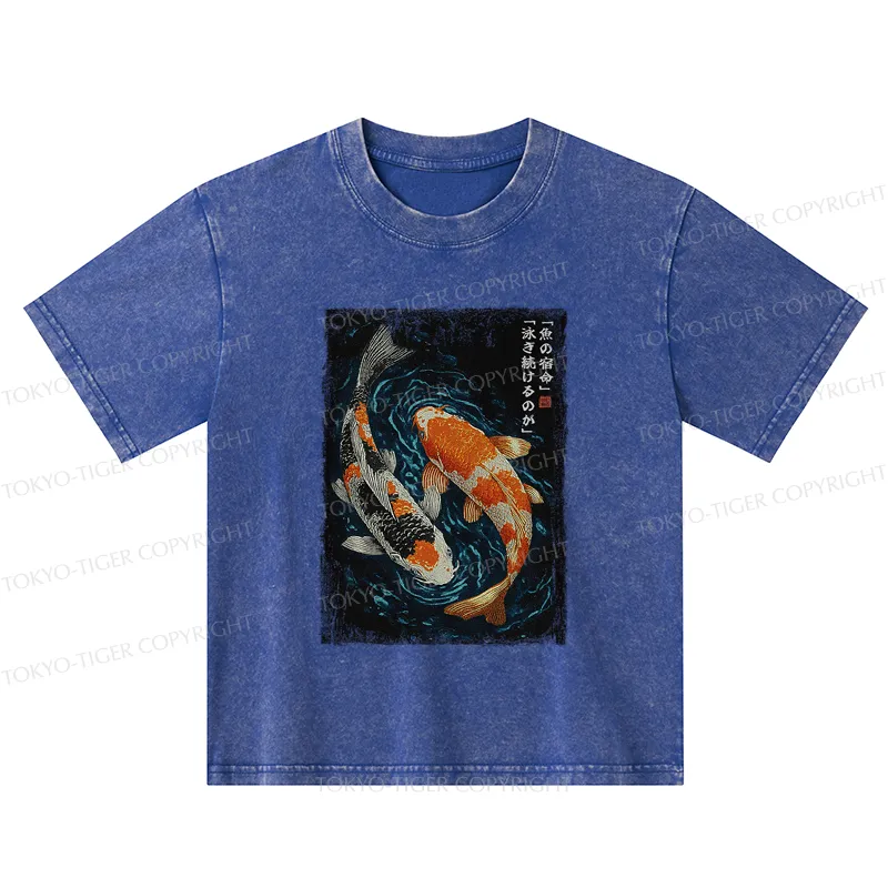 Tokyo-Tiger Eternal Currents: The Life Of A Fish Kids Washed T-Shirt