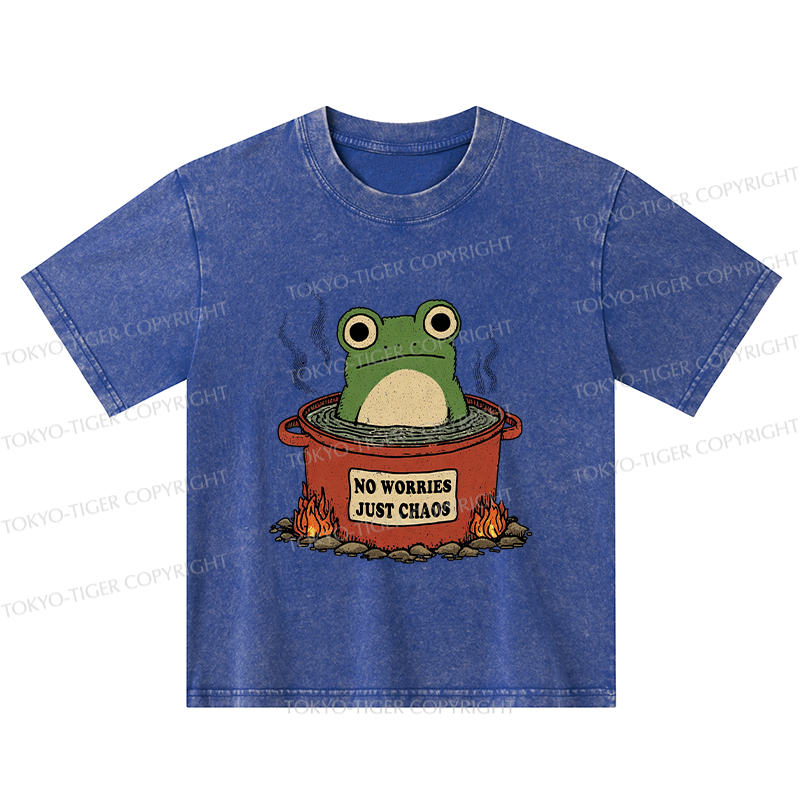 Tokyo-Tiger Frog：No Worries，Just Chaos Kids Washed T-Shirt