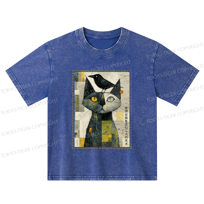 Tokyo-Tiger The Cat And The Crow Are Planning To Rule The World Kids Washed T-Shirt