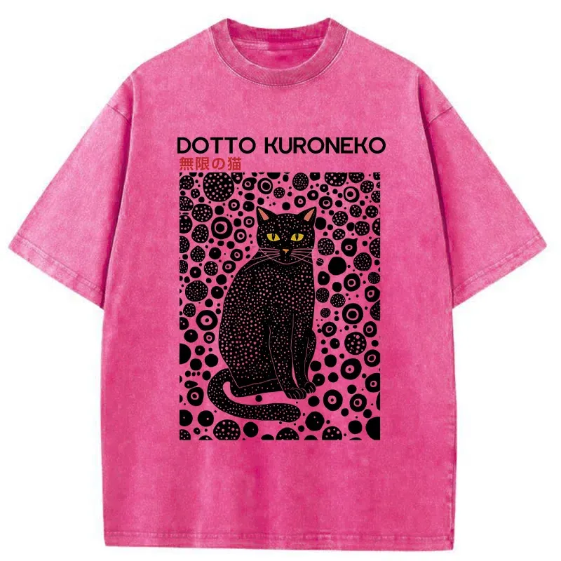 Tokyo-Tiger Polka Dot Art Cat Washed T-Shirt