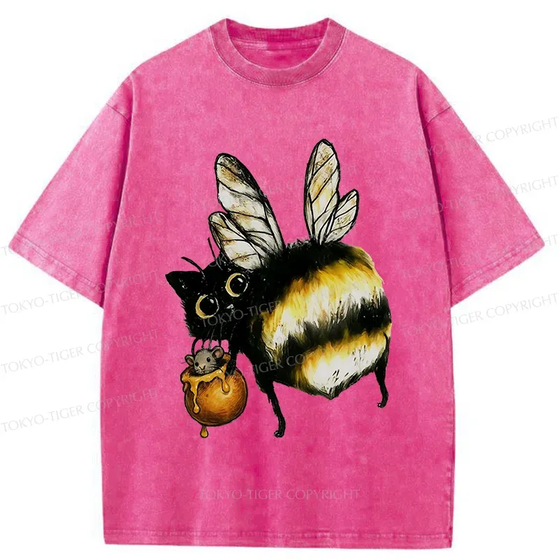 Tokyo-Tiger Cute Catbee Butt Washed T-Shirt
