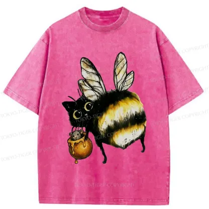Tokyo-Tiger Cute Catbee Butt Washed T-Shirt