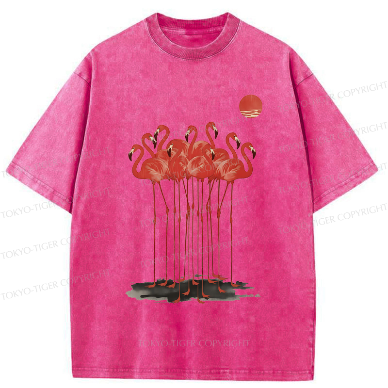 Tokyo-Tiger Flamingos at Dusk Washed T-Shirt