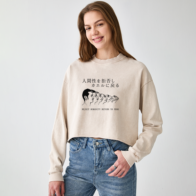 Tokyo-Tiger Return To Frog Washed Crop Sweatshirt