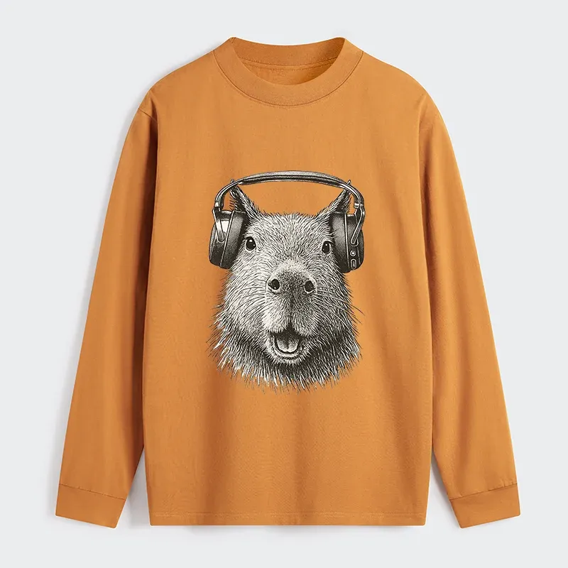 Tokyo-Tiger Capybara Listening To Music Classic Long Sleeve T-Shirt
