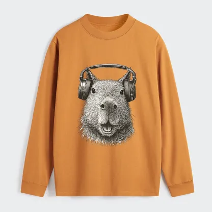 Tokyo-Tiger Capybara Listening To Music Classic Long Sleeve T-Shirt