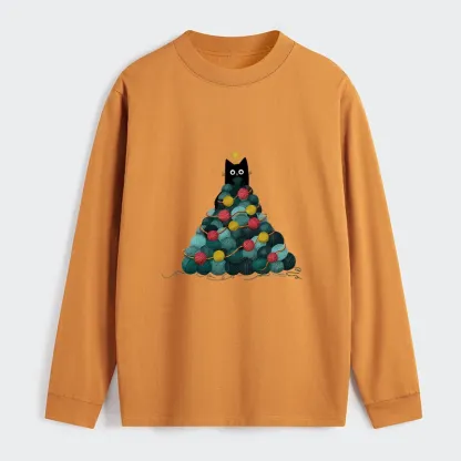 Tokyo-Tiger Yarn Christmas Tree Cat Classic Long Sleeve T-Shirt